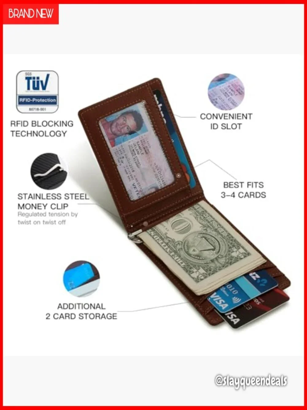 Slim RFID Blocking Wallet 8 Card Holder Minimalist Front Pocket Bifold